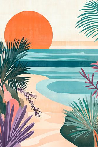 Coucher de soleil sur une plage tropicale