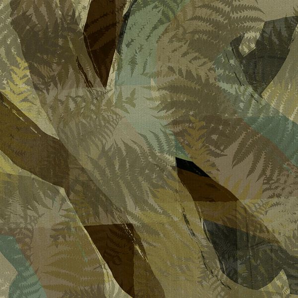 Japandi leaves in muted green and brown by Abstract Minimalist Art
