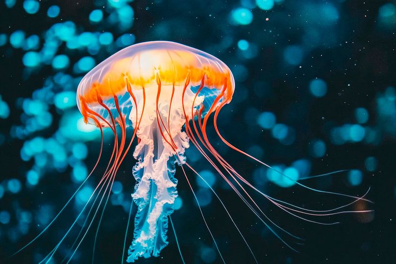 Méduse lumineuse dans la lumière de l'océan par Poster Art Shop