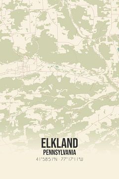Vintage landkaart van Elkland (Pennsylvania), USA. van Rezona