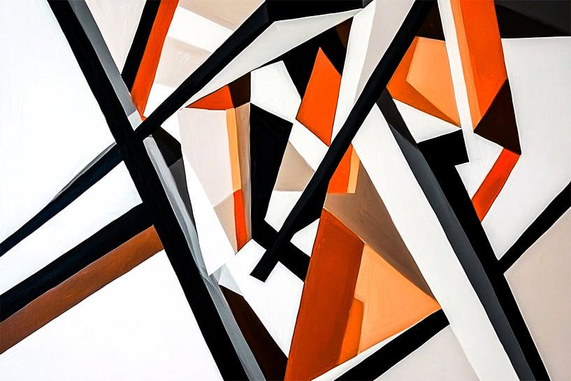 Geometric art in black and orange by Art & Soul Creations