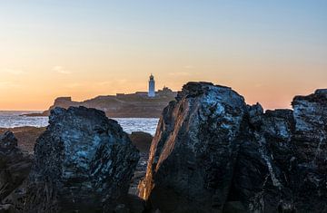 Sunset Godrevy Lighthouse (England) by Marcel Kerdijk