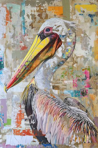 Peinture du pélican coloré