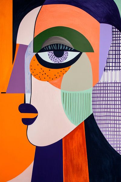 Farbenfrohe Gesichter der StilleKunst des Ausdrucks – Gesich von Poster Art Shop