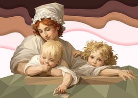 A Mother and Two Children by Low Profile