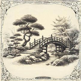 Bridge and Japanese garden 1 by Hey Art!
