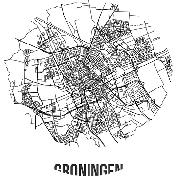 Groningen (Groningen) | Landkaart | Zwart-wit van MijnStadsPoster