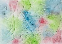 Aquarelle avec des éclaboussures de couleur et des rayures en rouge, vert et bleu