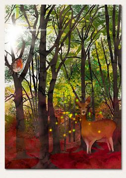 Cerfs dans la forêt sur Angela Peters