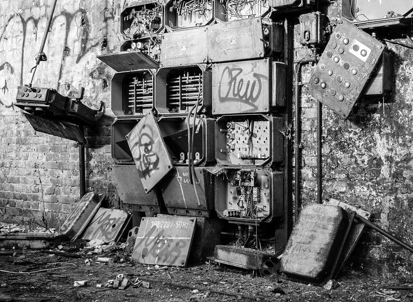 Old abandoned factory building with fuse box from the former GDR East Germany Decay of time by Animaflora PicsStock