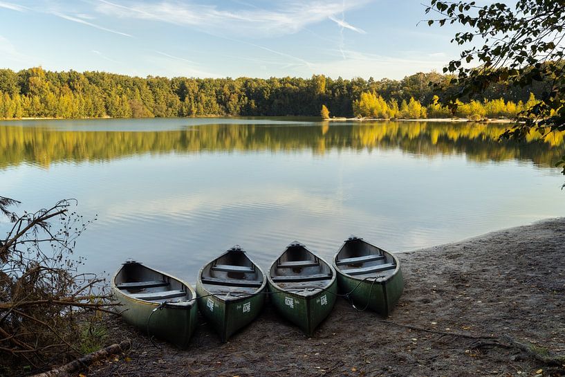 Boats at a forest lake by KB Design & Photography (Karen Brouwer)