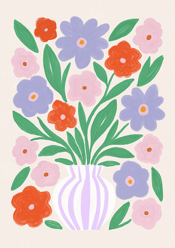 Vrolijke bloemen in een vaas