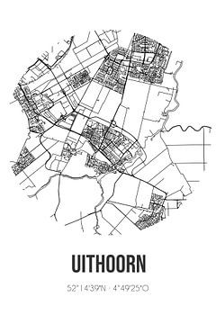 Uithoorn (Noord-Holland) | Landkaart | Zwart-wit van MijnStadsPoster