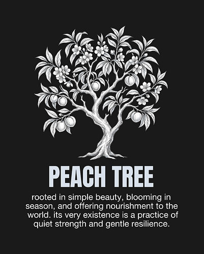 minimalist Peach tree line art poster - black edition