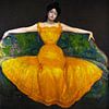 Dame in de gele jurk, Max Kurzweil met donkere achtergrond van Digital Art Studio