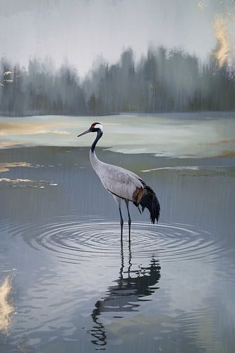 Grue élégante dans l'eau