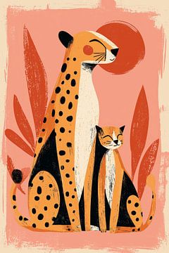 Mère guépard et petit