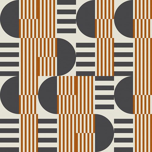 Abstracte geometrische retrostijl in donker goud, taupe, grijs XXVI