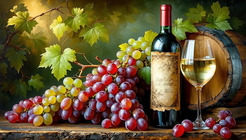 White wine - in the shadow of the vine - A silent ode to time, pleasure and the ephemeral abundance of wine by AidasignArt