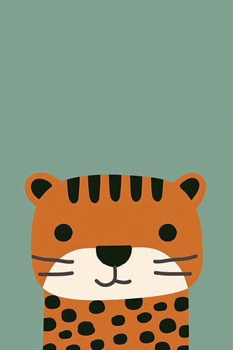 Cartoon cheetah met minimalistisch ontwerp