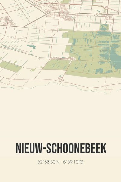 Alte Karte von Nieuw-Schoonebeek (Drenthe) von Ortsdrucke