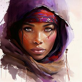 Amethyst Hood Tuareg Frau Porträt von Chromatic Fusion Studio