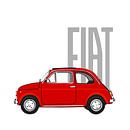 Roter Fiat 500 auf Weiß von Jole Art (Annejole Jacobs - de Jongh) Miniaturansicht