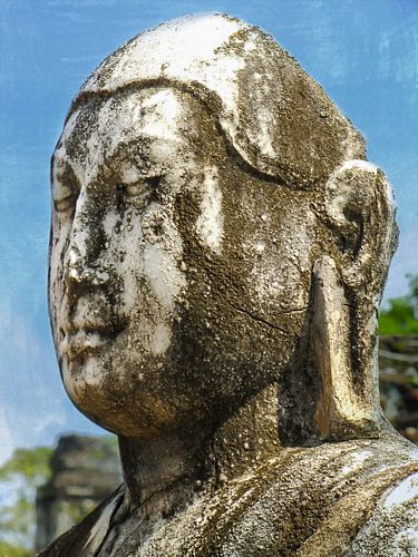 Verweerd marmeren Boeddha beeld, Sri Lanka