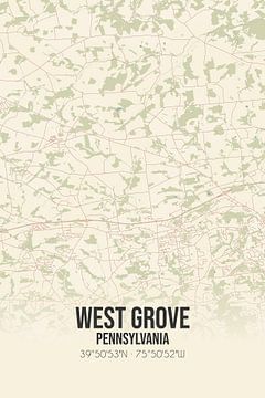 Carte ancienne de West Grove (Pennsylvanie), USA. sur Rezona