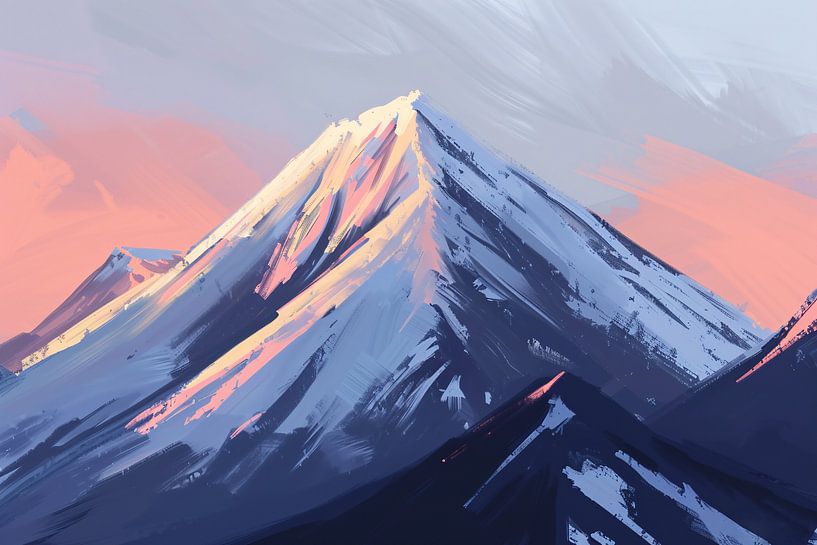 Digitale schilderij van berg bij zonsondergang van Art & Soul Creations