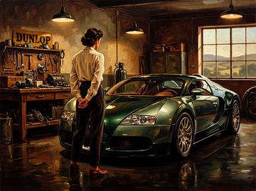 Bugatti Veyron in einer Vintage-Garage