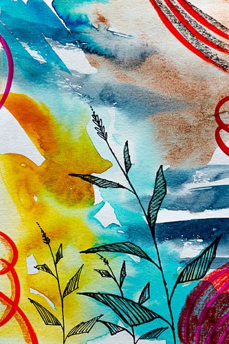 Wenn ich nach oben schaue | Modern Abstract Botanic von WatercolorWall