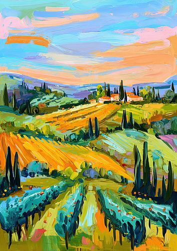 Gouden heuvels rond het middaguur: stilte in het uitgestrekte land