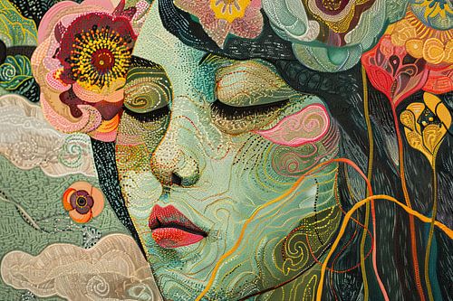 Gelassene Frau mit Farbe