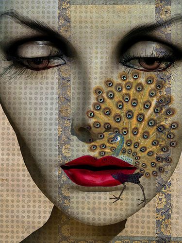 Het gezicht met de kleurrijke pauw