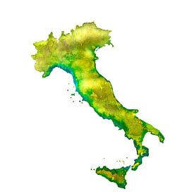 Italië | Landkaart in Aquarel | Ook als Wandcirkel van Wereldkaarten.Shop