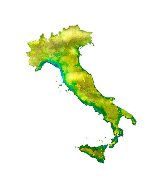 Italien | Landkarte in Aquarell | Malerei von WereldkaartenShop