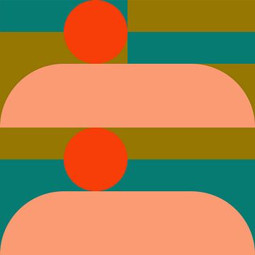 Funky retro geometrische 7. Moderne abstracte kunst in heldere kleuren. van Dina Dankers