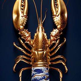 Lobster Luxe - Massiv Gold mit Delfter Blau Körper von Marianne Ottemann - OTTI