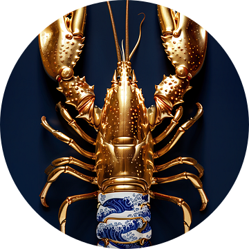 Lobster Luxe - Massief Goud met Delfts Blauw lijf van Marianne Ottemann - OTTI
