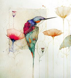 Little Bird Aquarel van Jacky