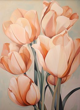 Tulipes sur Peinture Abstraite