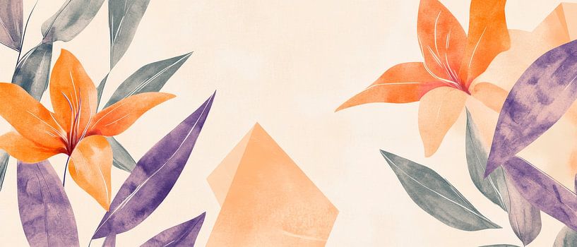 Bloemenmagie in zachte kleuren Living Botanika - Aquarel van Poster Art Shop