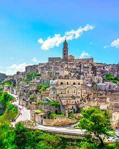 Blick auf die Sassi von Matera. Basilikata, Italien.