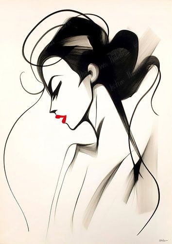 minimalistisch schilderij van een vrouw