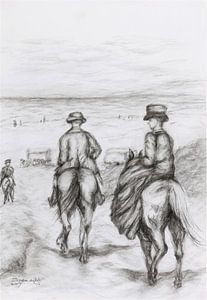 Morgenfahrt am Strand, inspiriert von Anton Mauve.