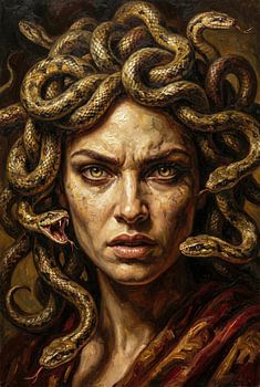 Peinture de Méduse avec poils de serpent