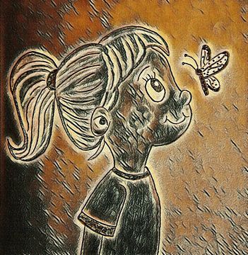 Wunder am Himmel (Zeichnung im Picasso-Stil) von Jose Lok