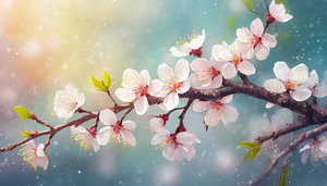 Banner Baum blüht im Frühling, Malerei Illustration