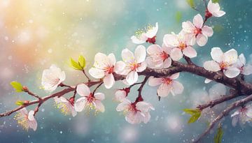 De bloesems van de banierboom in de lente, schilderijillustratie van Animaflora PicsStock